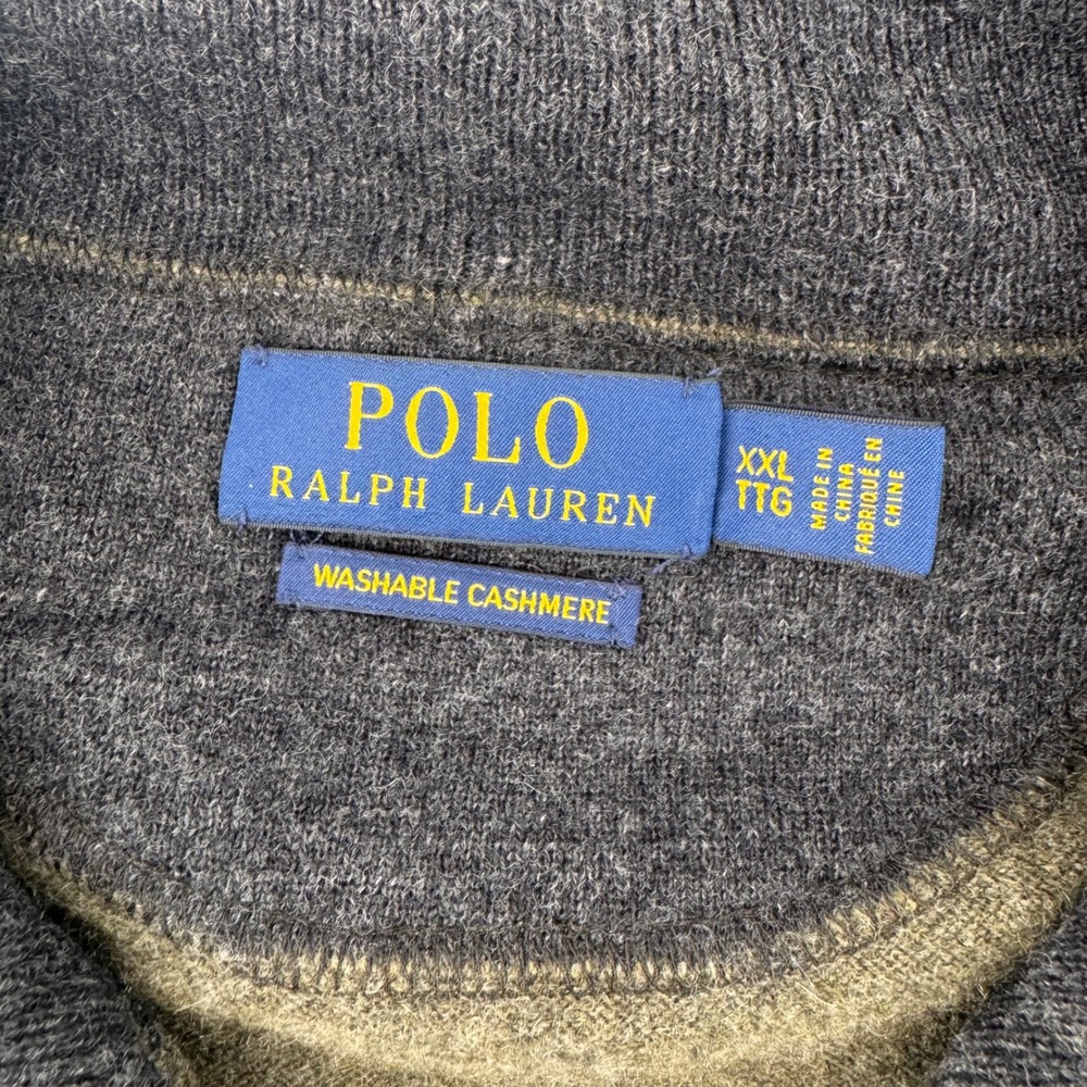 Polo Ralph Lauren Sweater Mens XXL Olive Green Washable Cashmere Quarter Zip - Picture 4 of 8